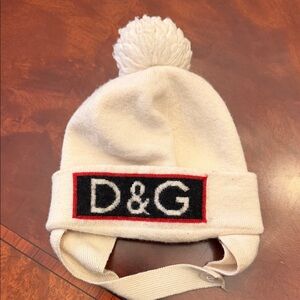 Dolce & Gabbana Kids Cream Beanie with Pom-Pom
